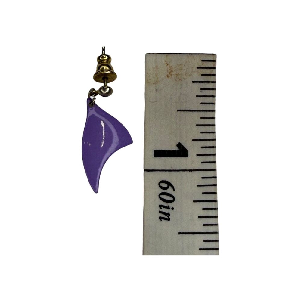 Vintage Gold-Tone Purple Drop Dangle Earrings Post Back Women's Fashion Jewelry - Picture 6 of 6